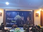23072021 boksss kajati EKSPOS: Kajati Kalteng Iman Wijaya SH MHum didampingi jajaran menyampaikan capaian kinerja kejaksaan semester pertama tahun 2021 pada HBA ke-61 di Kantor Kejati Kalteng, Kamis (22/7). (FOTO: AGUS JAYA/KALTENG POS)