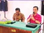 DPRD BATARA PERTEMUAN: Anggota DPRD Barito Utara Dapil I, H Taufik Nugraha saat melakukan reses di Aula Kelurahan Lanjas, Selasa (22/7).