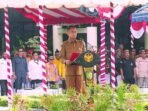 PALANGKA RAYA UPACARA: Wali Kota Palangka Raya, Fairid Naparin memimpin Apel Hari Lahir Pancasila, di Kantor Wali Kota Palangka Raya, Senin (2/6)