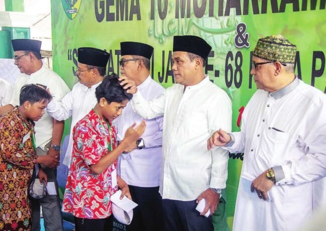 MENGHADIRI: Wakil Wali Kota Palangka Raya, Achmad Zaini menghadiri Gema 10 Muharram 1447 Hijriah yang digelar PCNU Kota Palangka Raya, di Pendopo Baitul Quran NU, Minggu (6/7).