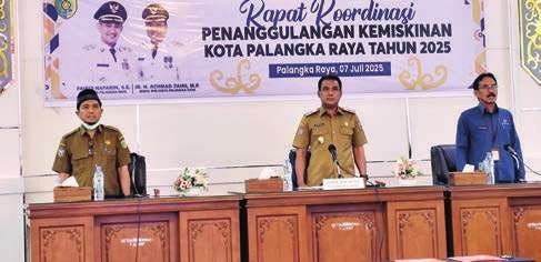 PALANGKA RAYA MENGHADIRI: Wali Kota Palangka Raya melalui Wakil Wali Kota, Achmad Zaini menghadiri Rakor Penanggulangan Kemiskinan, di ruang Peteng Karuhei II, Kantor Wali Kota Palangka Raya, Senin (7/7).