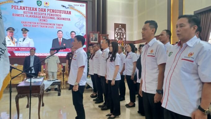 KOTIM Alexius Esliter resmi pimpin KONI Kotim 2025–2029, fokus pembinaan atlet lokal, perbaikan fasilitas, dan target pertahankan gelar juara umum Porprov.