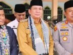 IMBAU WARGA: Bupati Bartim Muhammad Yamin bersama forkopimda mengimbau warga agar tetap menjaga wilayah kondusif, Senin (1/9).