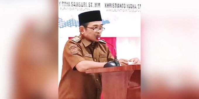 ARAHAN: Wakil Bupati Barito Selatan Kristianto Yudha memberikan arahan terkait pentingnya pelaporan kegiatan PD kepada pimpinan daerah.