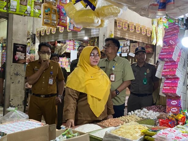 Wabup Kotim, Irawati saat melakukan sidak di pasar PPM, Selasa (24/2).