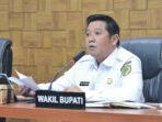 Wakil Bupati Barito Utara Felix Sonadie Y Tingang AMd saat mengikuti Agenda penilaian representasi kepala daerah via zoom di ruang rapat A Setda, kantor Bupati Barito Utara beberapa waktu lalu.