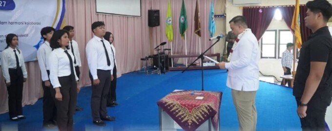 Bupati Lamandau, Rizky Aditya Putra disela-sela kegiatannya melantik HIMA Lamandau – Kobar, di Aula Universitas Antakusuma, belum lama tadi.