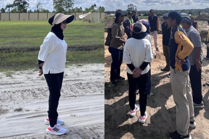 Hj Fatmawati, turun langsung meninjau sejumlah venue yang dipersiapkan untuk Pekan Olahraga Provinsi (Porprov) 2026