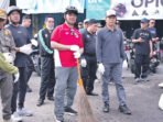 Bupati Barito Utara, H Shalahuddin ST MT saat memimpin giat Indonesia ASRI di kawasan Waterfront City Muara Teweh ditemani Wakil Bupati Barito Utara Felix Sonadie Y Tingan A Md dan Sekertaris Daerah Barito Utara Drs Muhlis, Jum’at (24/4).