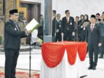 Bupati Barito Utara H Shalahuddin ST MT melantik sedikitnya 135 pejabat yang ada di Lingkup Pemerintah Kabupaten Barito Utara di Gedung Balai Antang, Senin (4/5).