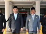 Bupati Barito Selatan (Barsel), Eddy Raya Samsuri (dua dari kiri) bersama jajaran pejabat mengikuti upacara peringatan Hari Lahir Pancasila, di Halaman Kantor Bupati setempat, belum lama ini.