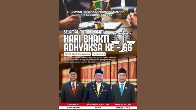 4 DPRD Kapuas Ucapkan Selamat Hari Bhakti Adhyaksa Ke-66