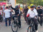 Barito Utara Bupati Barito Utara H Shalahuddin ST MT bersama jajaran saat bersepeda pada acara Gowes Bareng yang digelar dalam rangka memperingati Hari Ulang Tahun (HUT) Kabupaten Barito Utara ke-76 sekaligus HUT Bhayangkara ke-80 di Area Car Free Day, Bundaran Buah, Minggu pagi (12/7).