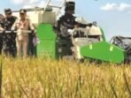 Gubernur Kalteng H. Agustiar Sabran didampingi Bupati Kapuas HM Muhammad Wiyatno, Pangdam XXII/Tambun Bungai Mayjen TNI Zainul Arifin, Kapolda Kalteng Irjen Pol Iwan Kurniawan, dan Forkopimda menghadiri Panen Raya Padi di Desa Terusan Mulya, Kecamatan Bataguh, Rabu (8/7).