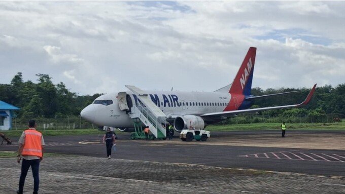 Kotim Pesawat NAM Air saat mendarat di Bandara H.Asan Sampit belum lama ini.