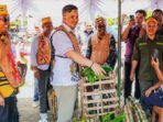 Lamandau Bupati Lamandau, Rizky Aditya Putra, menghadiri pelaksanaan tradisi adat Maonjuan Sorah di Desa Riam Panahan, Kecamatan Delang, Sabtu (18/7).