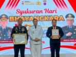 Lamandau Bupati Lamandau, Rizky Aditya Putra (tengah), menghadiri acara syukuran Hari Bhayangkara ke-80 di GPU Lantang Torang, Nanga Bulik, Rabu (1/7).