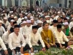 Wali Kota Palangka Raya Fairid Naparin bersama jajaran Forkopimda mengikuti Tablig Akbar Ustaz Maulana di Masjid Agung KubahKecubung Darurrahman, Jumat (24/7).