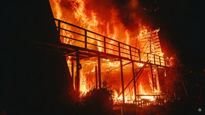 kafe terbakar