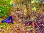 PALANGKA RAYA Petugas pemadaman kebakaran hutan dan lahan (karhutla) beristirahat usai melakukan pemadaman di titik kebakaran Kameloh Baru.